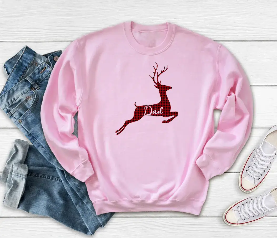 Men Black Deer Print Sweatshirt Dad Theme - Image 6