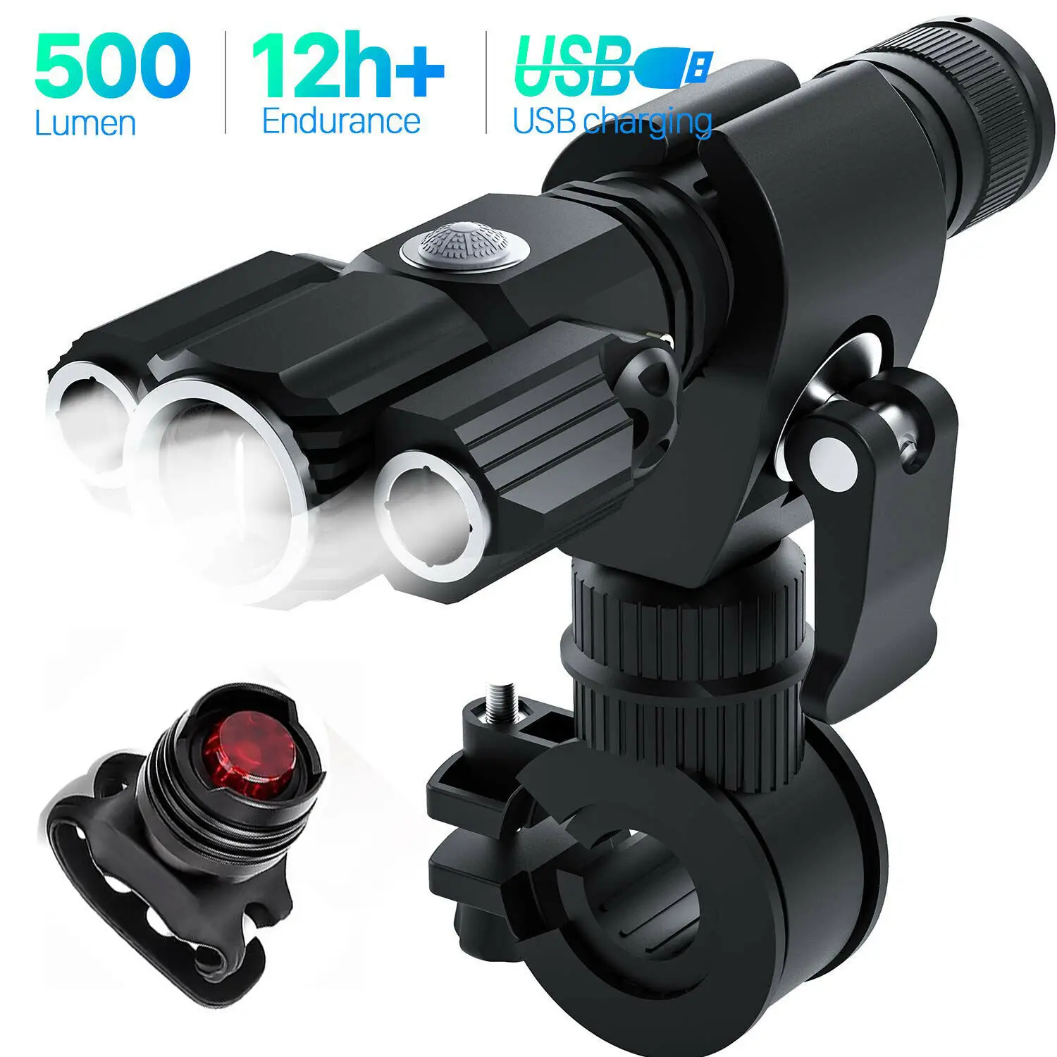 Flashlight + bracket + battery + USB line + gem lamp