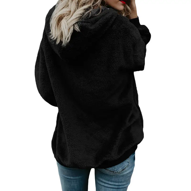 Women's 2020 Plush Hooded Sweater Brown - Image 11