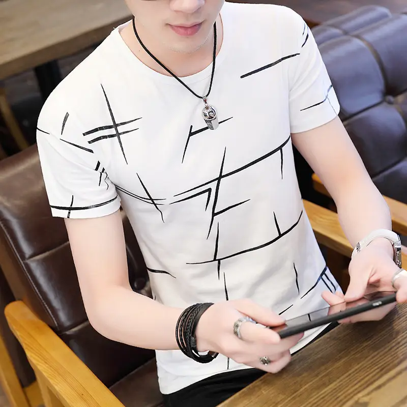 Men's White Graphic T-Shirt Short Sleeve Round Neck