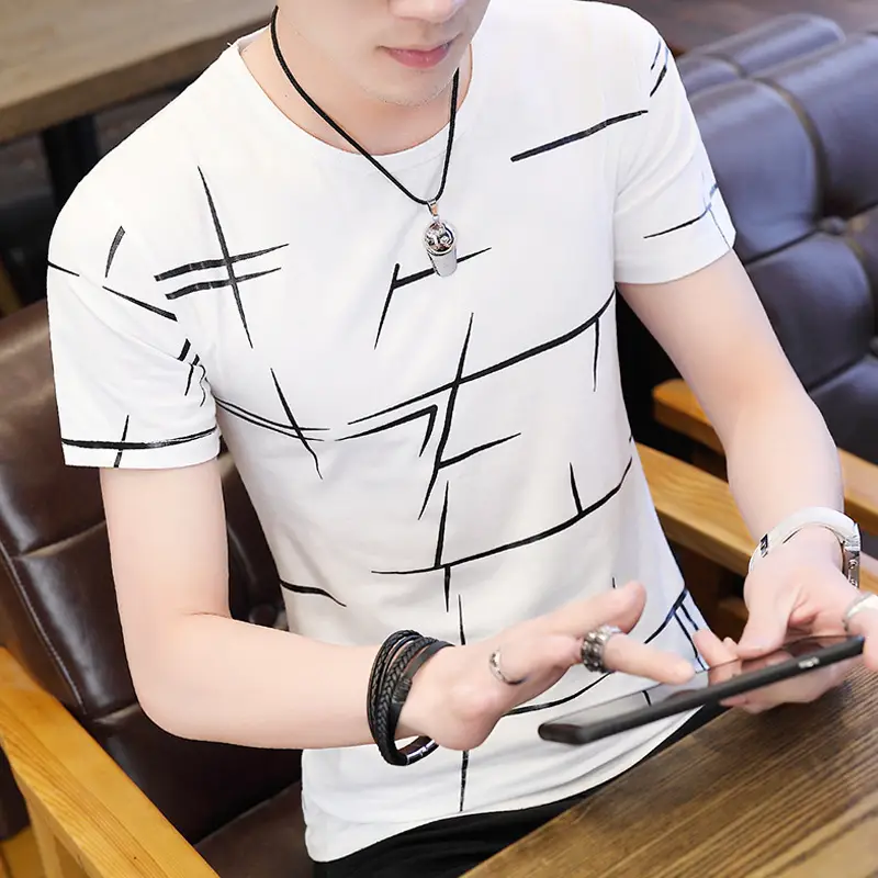 Men's White Graphic T-Shirt Short Sleeve Round Neck