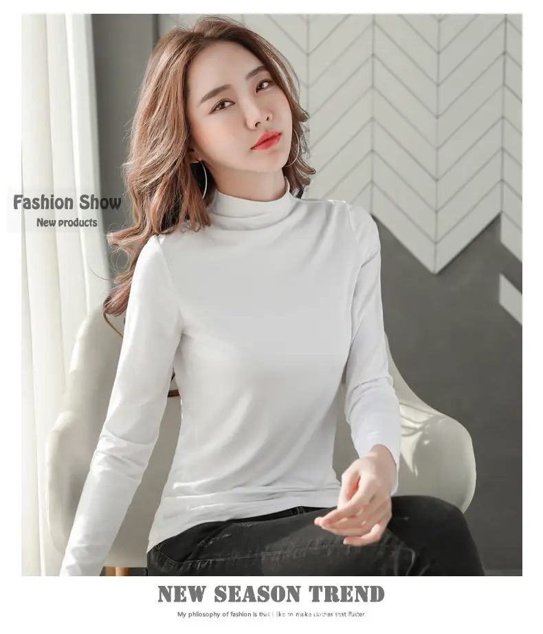 Women's Black Collar T-Shirt Joker Fashion 2022 - Image 3