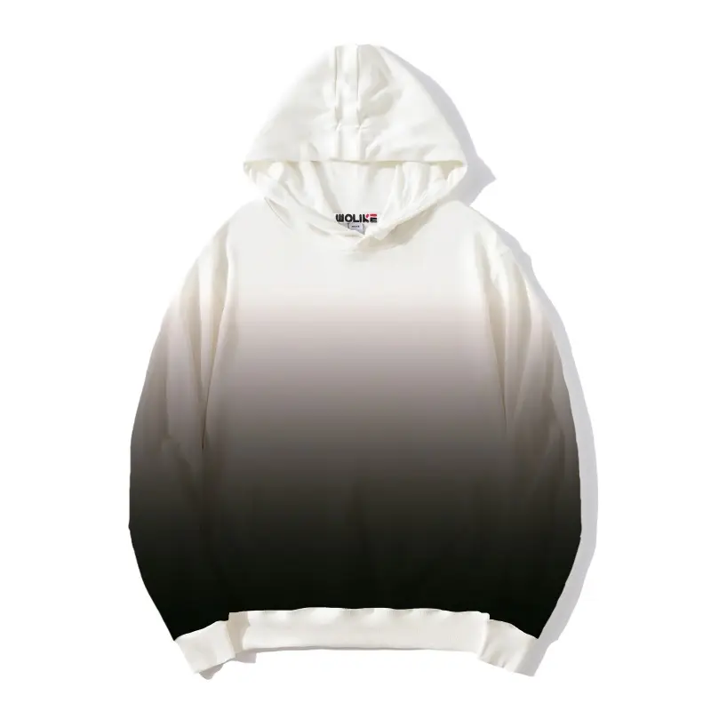 Men's White Gradient Terry Hoodie Loose Fit