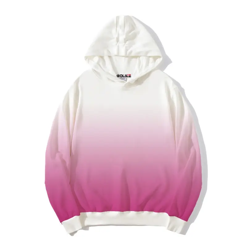 Men's White Gradient Terry Hoodie Loose Fit