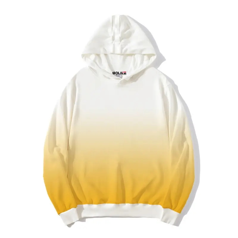 Men's White Gradient Terry Hoodie Loose Fit