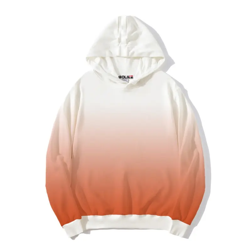 Men's White Gradient Terry Hoodie Loose Fit