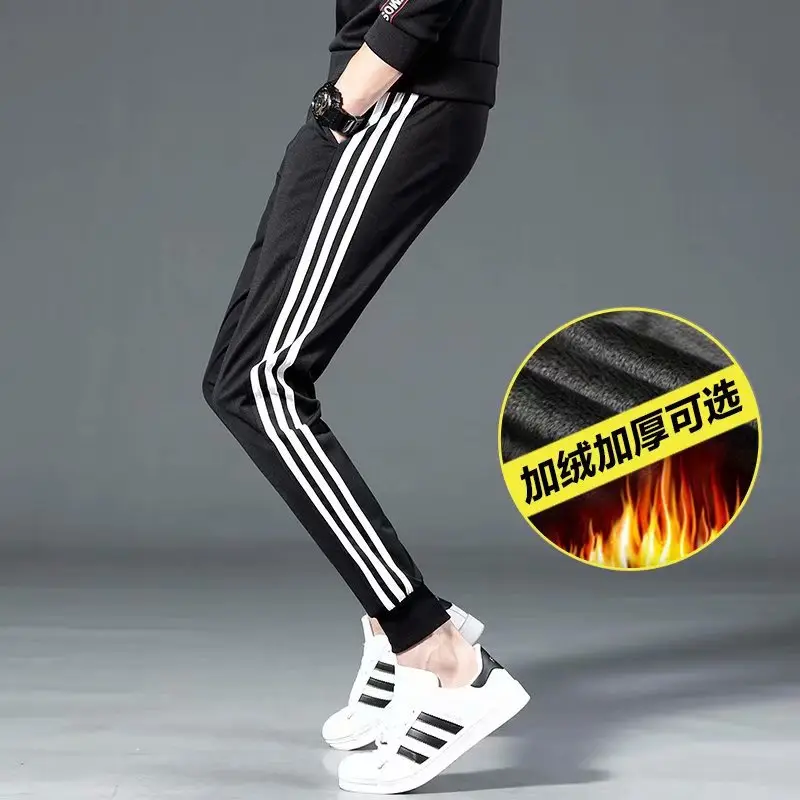 Men's Fleece Lined Slim Fit Trousers Black White - Image 5