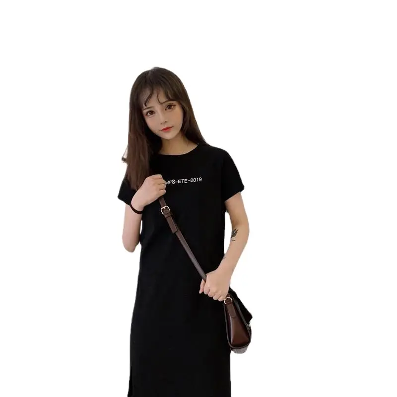 Women Grey Split Dress Casual T-Shirt Shorts Set - Image 7