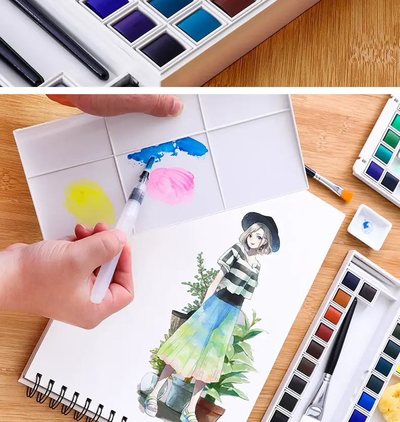 Marley 24-Color Solid Watercolor Set 48 Colors 36 Colors Beginner Students Hand-Painted Portable Solid Paint Pigment Block — feature 8