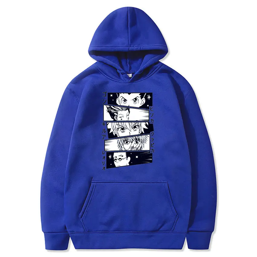 Blue Full-Time Hooded Hoodie with Full Graphic Print