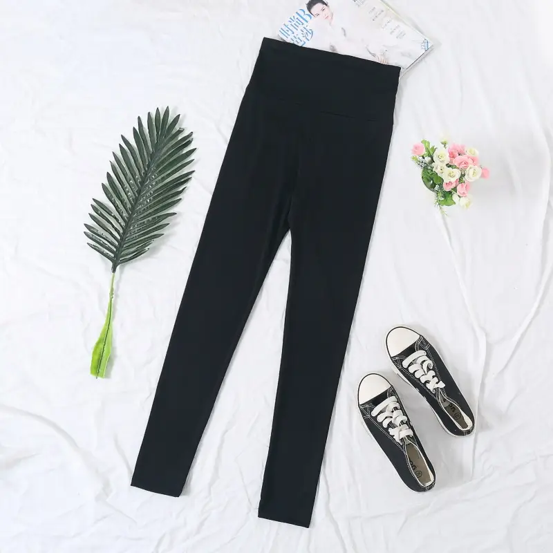 Maternity Belly Support Pants Black Grey Adjustable Leggings - Image 5