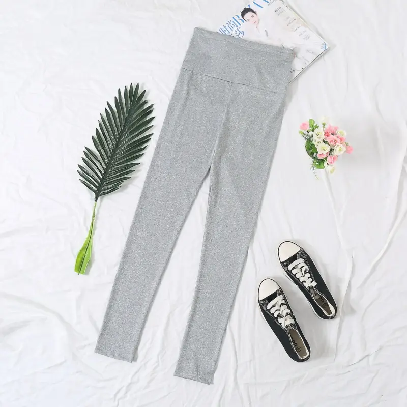 Maternity Belly Support Pants Black Grey Adjustable Leggings — feature 10