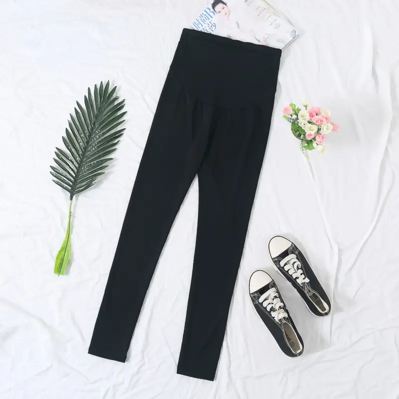 Maternity Belly Support Pants Black Grey Adjustable Leggings — feature 6