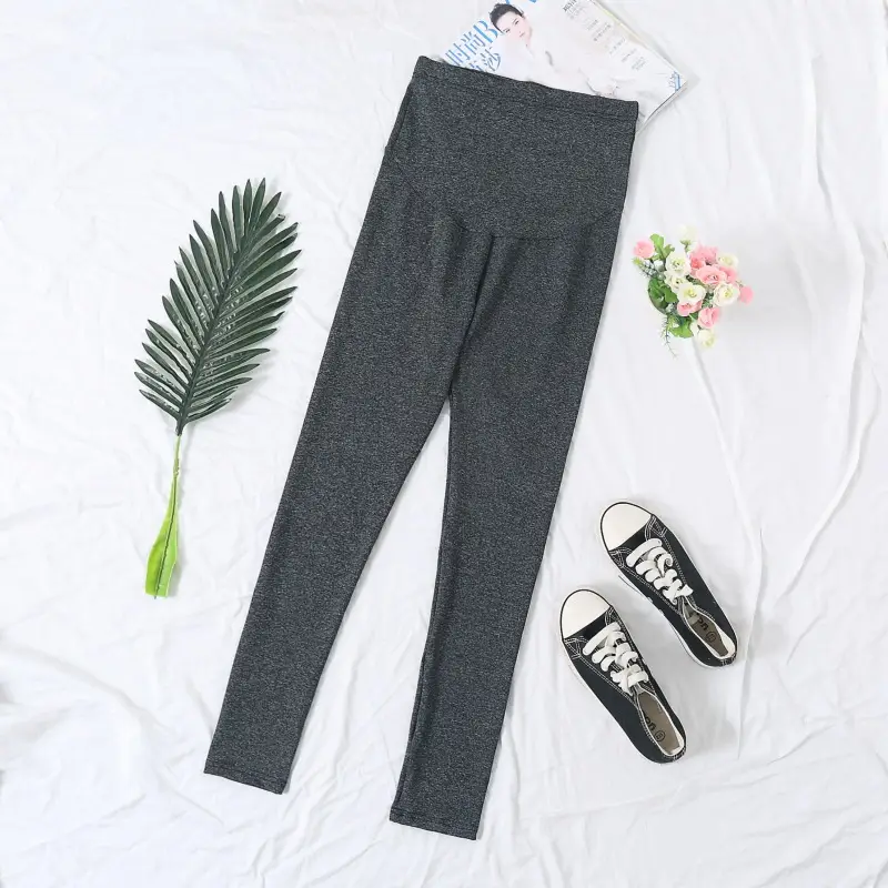 Maternity Belly Support Pants Black Grey Adjustable Leggings — feature 7