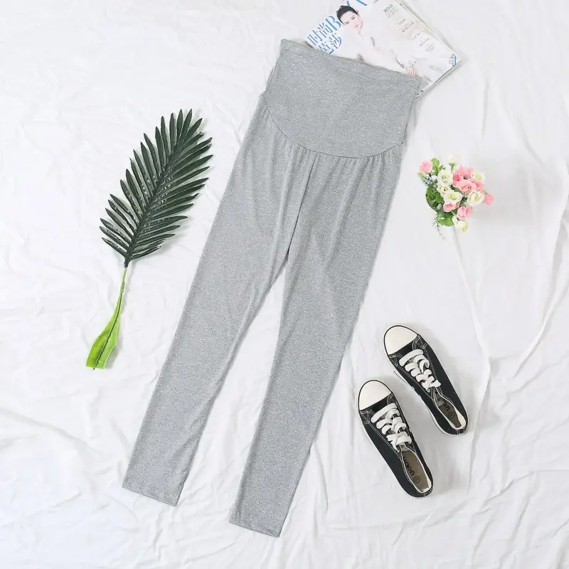 Maternity Belly Support Pants Black Grey Adjustable Leggings — feature 9