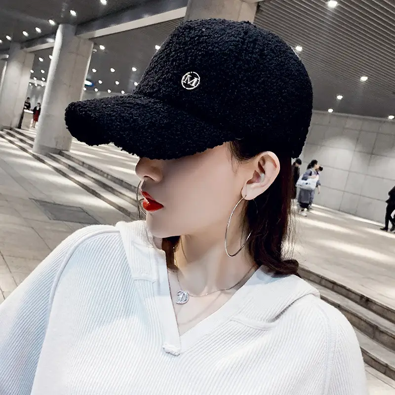 Women Korean Style Joker Cap Lamb Wool Warm Baseball Cap