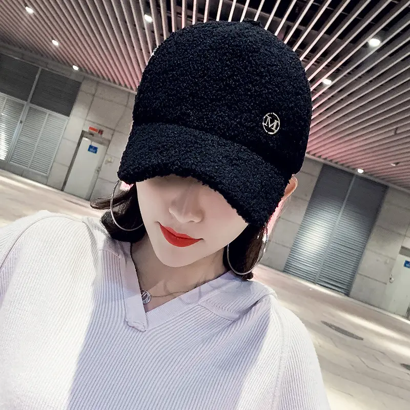 Women Korean Style Joker Cap Lamb Wool Warm Baseball Cap