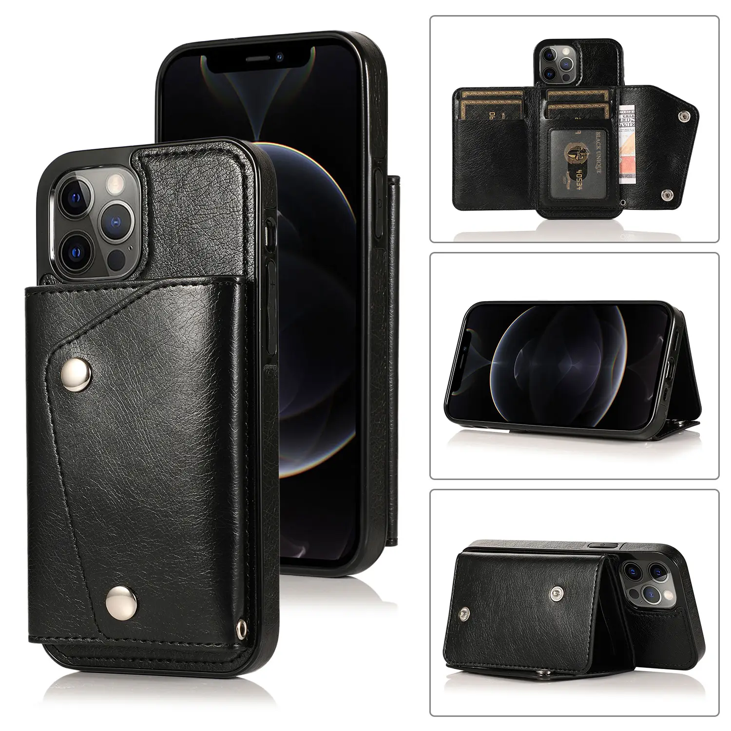 iPhone13 Promax Leather Wallet Case Rose Gold - Image 9
