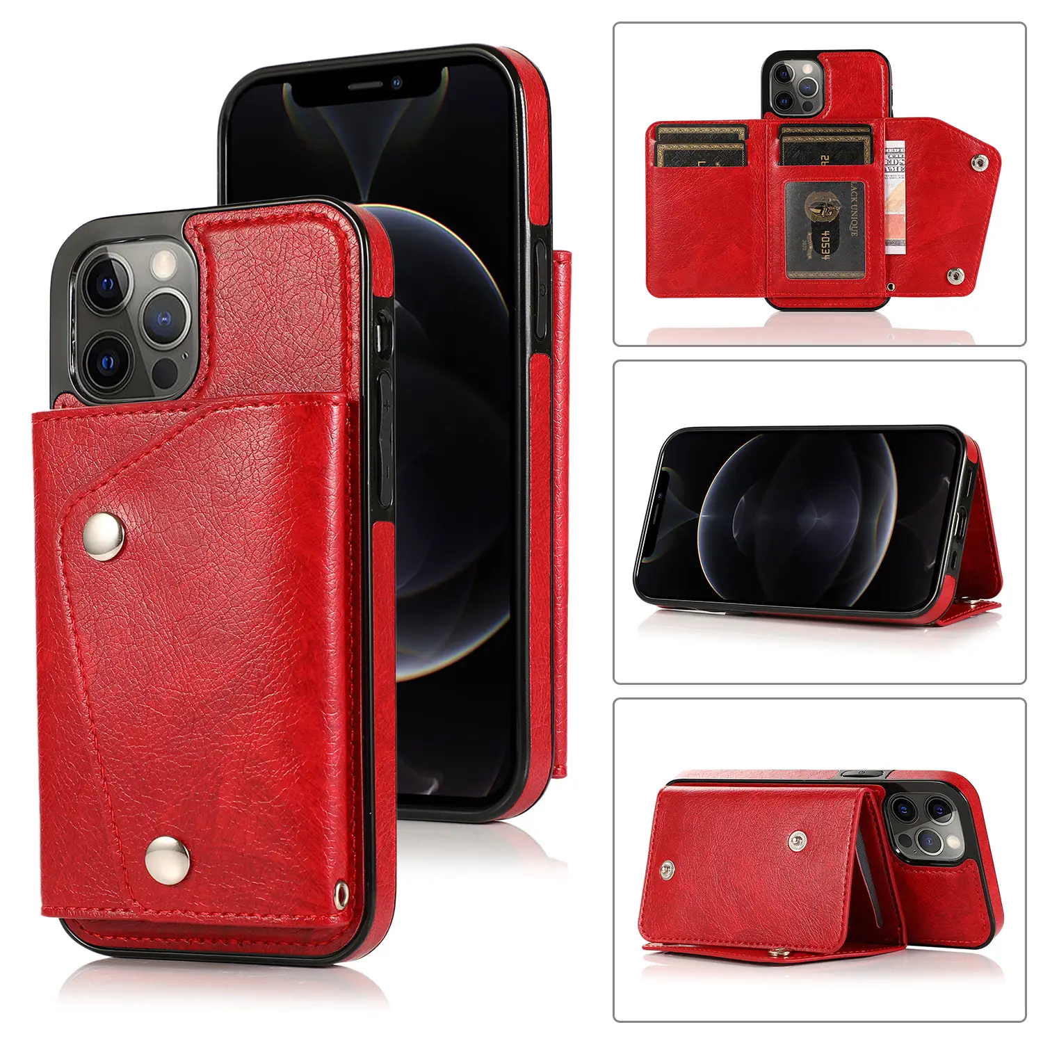 iPhone13 Promax Leather Wallet Case Rose Gold - Image 3