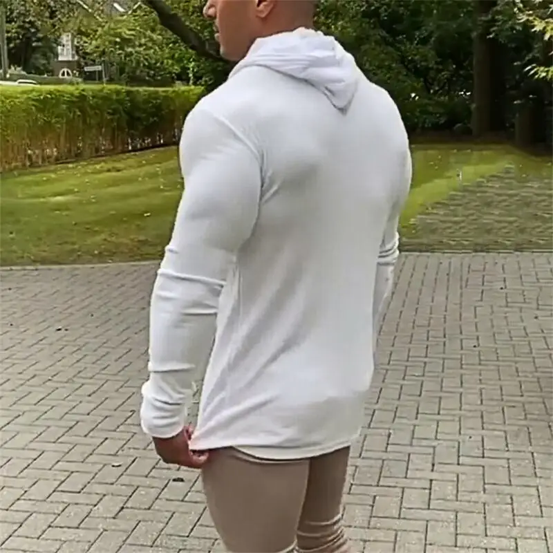 Men's Black Knitted Hoodie Sweatshirt Long Sleeve Winter Training Base - Image 6