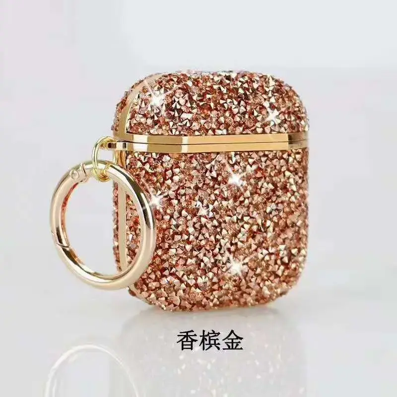 Black Rhinestone Airpods Case with Keychain - Image 10