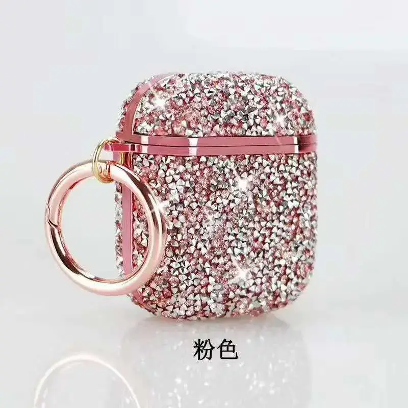 Black Rhinestone Airpods Case with Keychain - Image 2