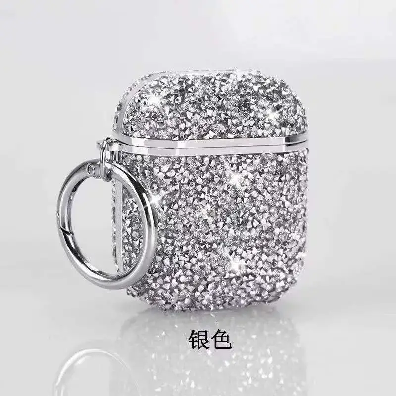 Black Rhinestone Airpods Case with Keychain - Image 4