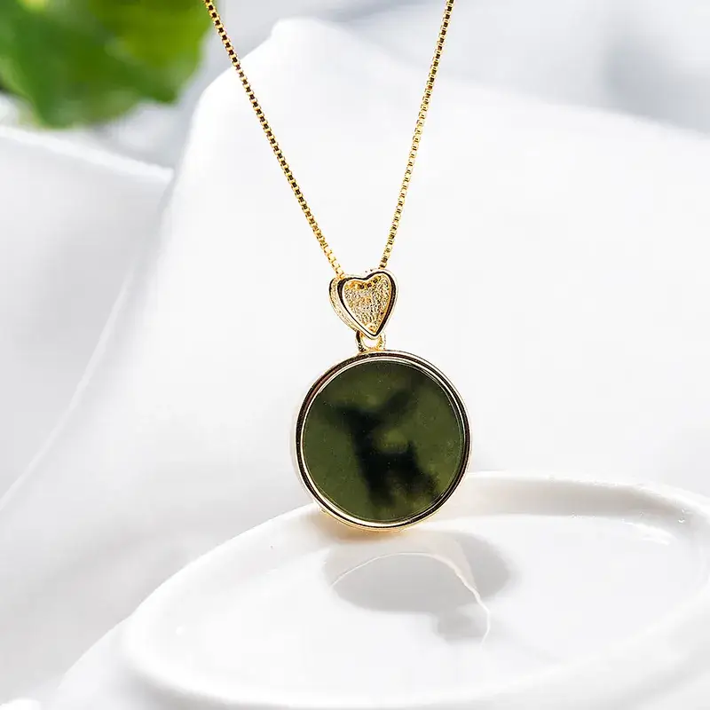 Jade Deer Pendant Necklace Green White Jade Queen - Image 7