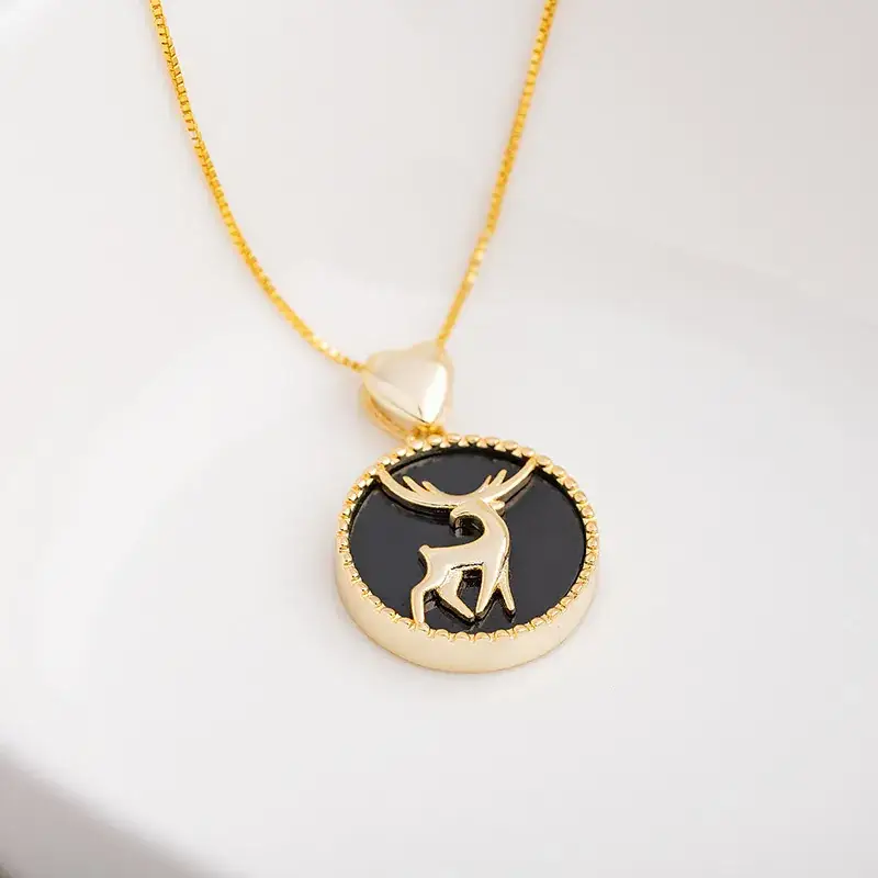 Jade Deer Pendant Necklace Green White Jade Queen - Image 3