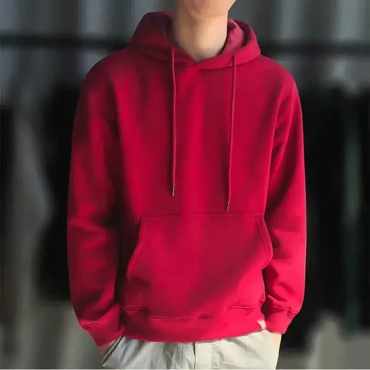 Men Grey Fleece Hoodie Spring Autumn Casual Wear - Image 10
