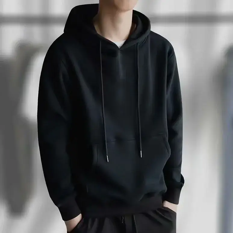 Men Grey Fleece Hoodie Spring Autumn Casual Wear - Image 15