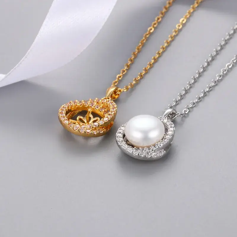 Gold Pearl Zircon Pendant Necklace for Women - Image 6