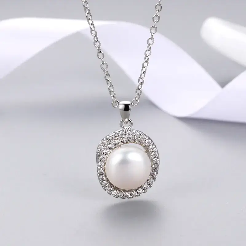 Gold Pearl Zircon Pendant Necklace for Women - Image 7