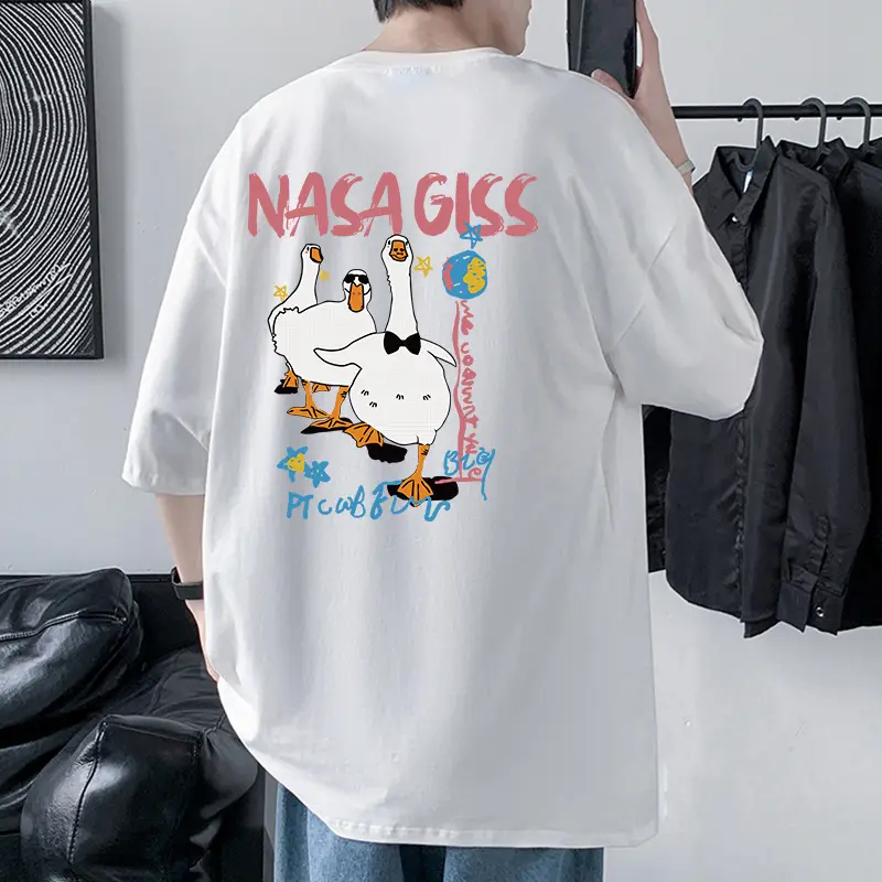 NASA GISS Men Heavy Cotton T-Shirt Off-Shoulder - Image 15