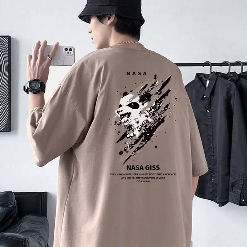 NASA GISS Men Heavy Cotton T-Shirt Off-Shoulder - Image 4