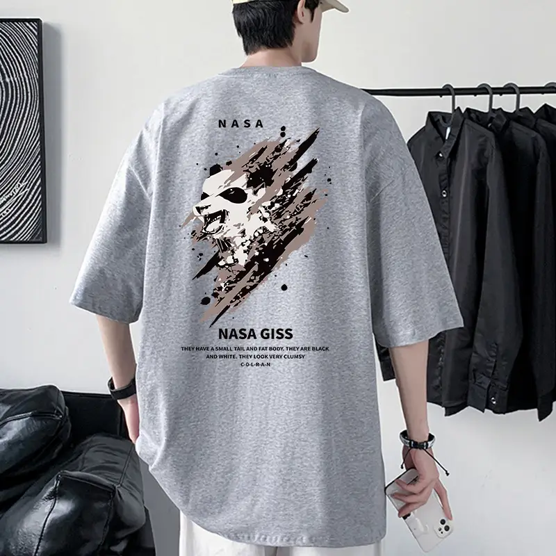 NASA GISS Men Heavy Cotton T-Shirt Off-Shoulder - Image 5