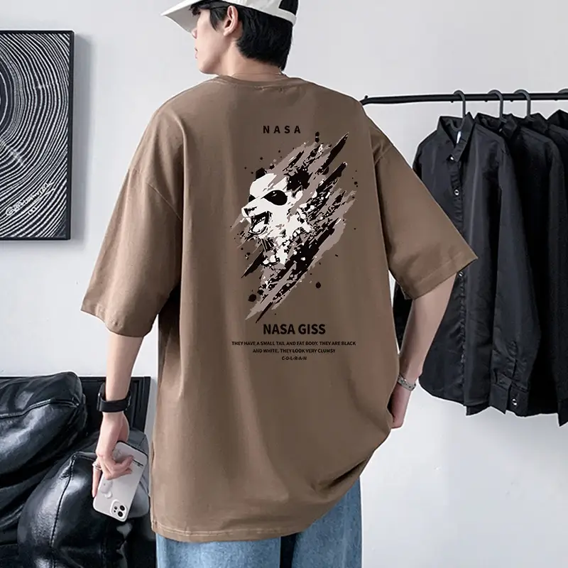 NASA GISS Men Heavy Cotton T-Shirt Off-Shoulder - Image 6