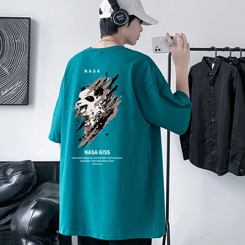 NASA GISS Men Heavy Cotton T-Shirt Off-Shoulder - Image 8