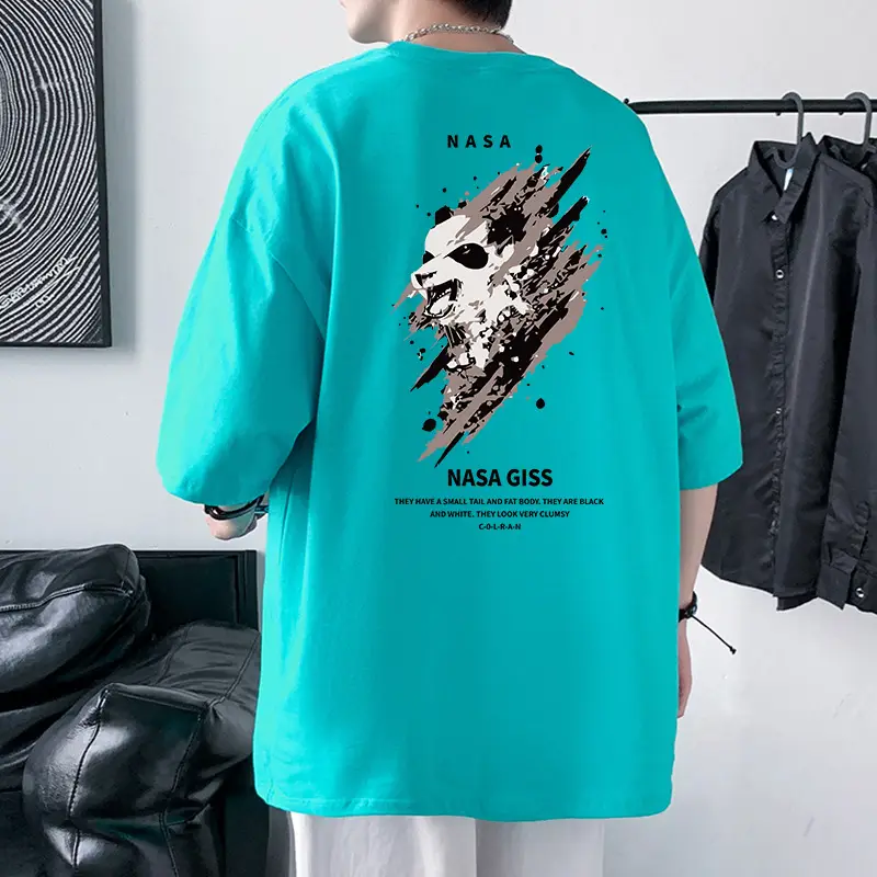 NASA GISS Men Heavy Cotton T-Shirt Off-Shoulder - Image 9