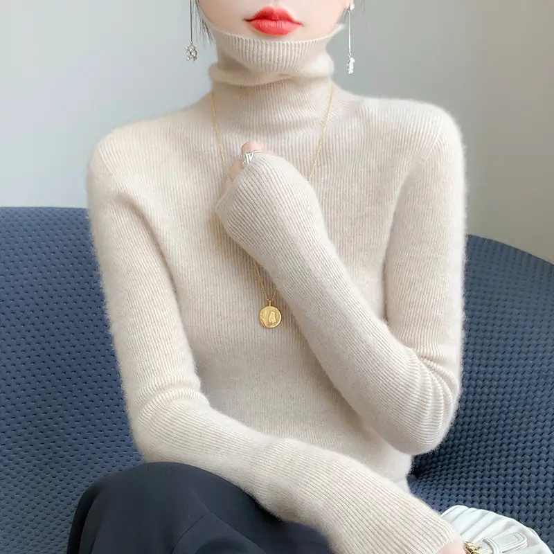 Women's 2025 Pile Collar Sweater Yellow Knitted — feature 14