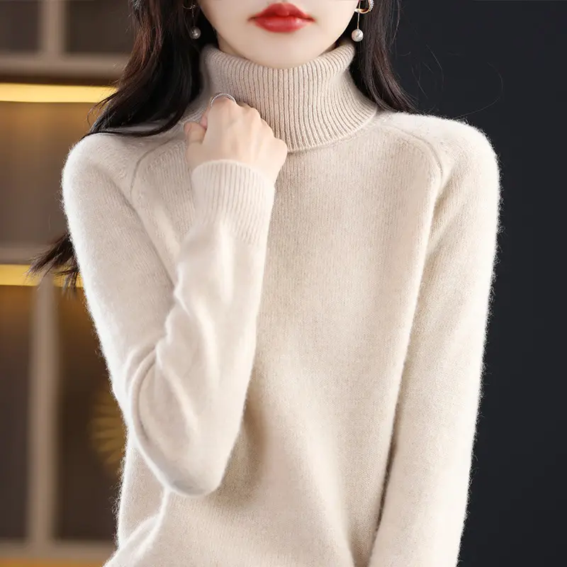 Women's 2025 Pile Collar Sweater Yellow Knitted — feature 17