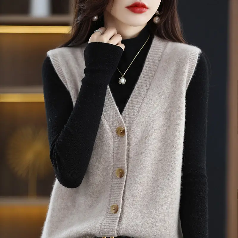 Women's 2025 Pile Collar Sweater Yellow Knitted — feature 18