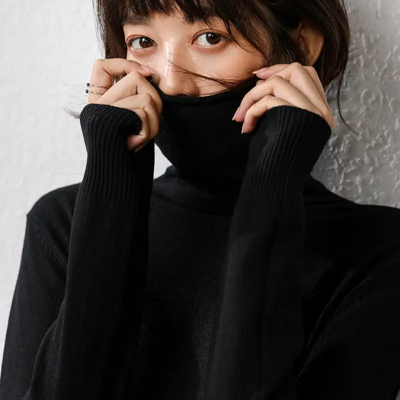 Women's 2025 Pile Collar Sweater Yellow Knitted - Image 10