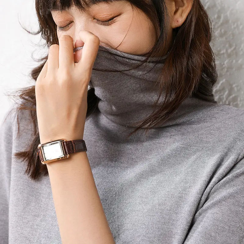 Women's 2025 Pile Collar Sweater Yellow Knitted - Image 6