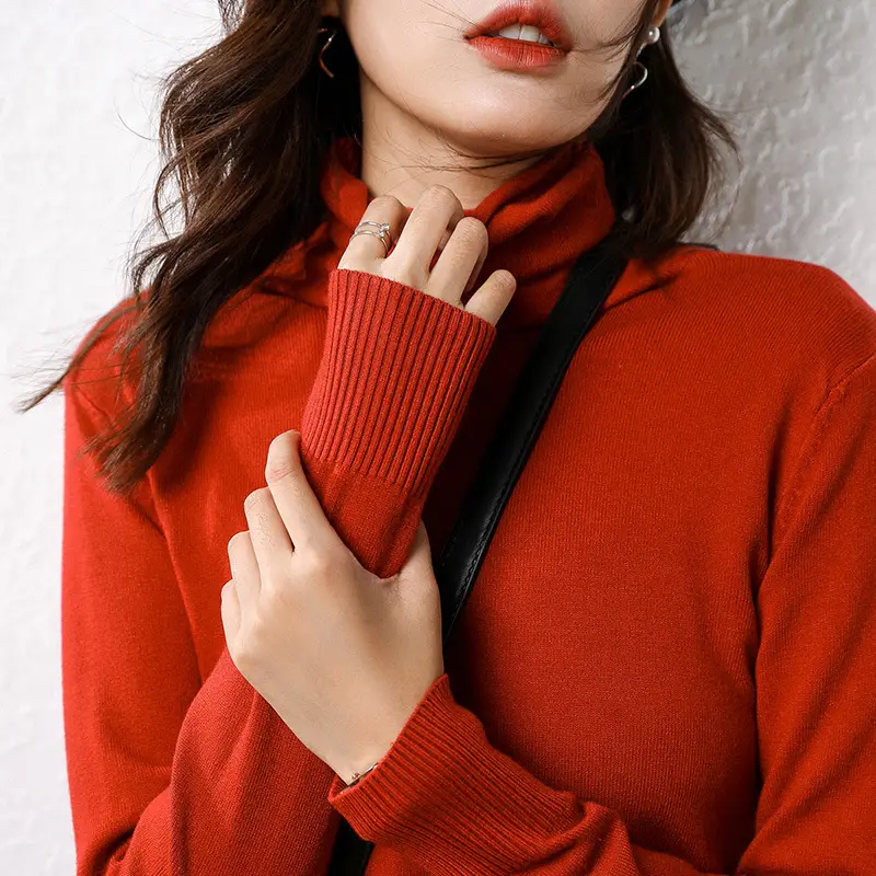 Women's 2025 Pile Collar Sweater Yellow Knitted - Image 7
