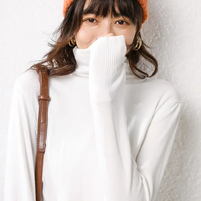 Women's 2025 Pile Collar Sweater Yellow Knitted - Image 9
