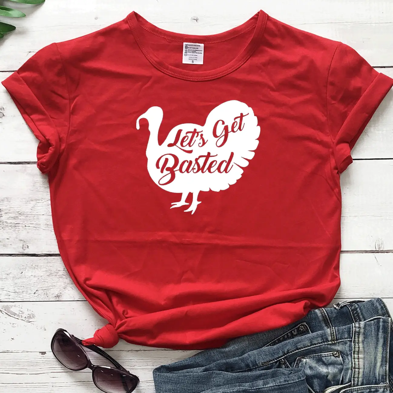 Turkey Themed T-Shirt Let's Get Basted Yellow