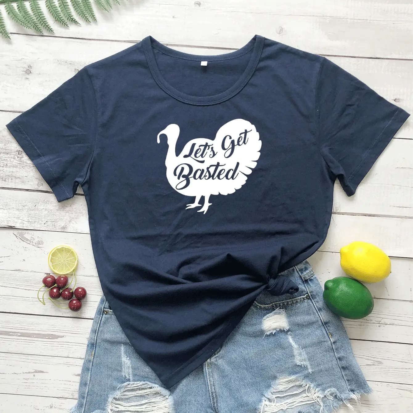 Turkey Themed T-Shirt Let's Get Basted Yellow
