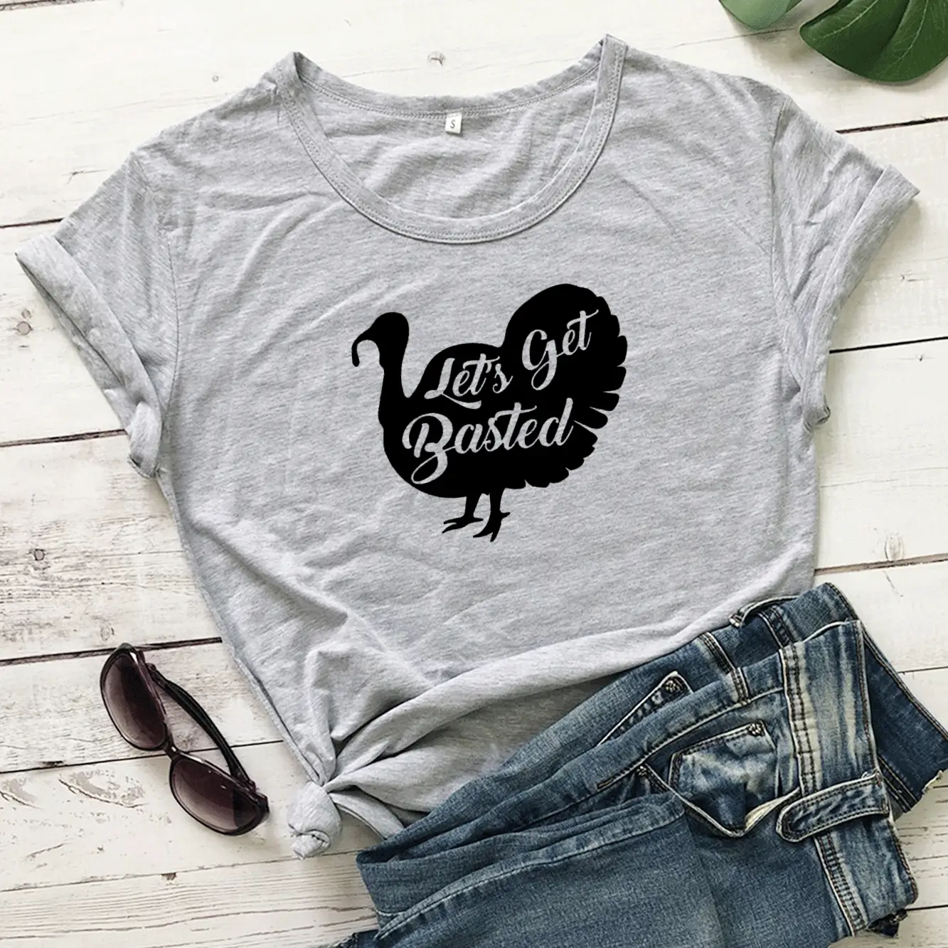 Turkey Themed T-Shirt Let's Get Basted Yellow