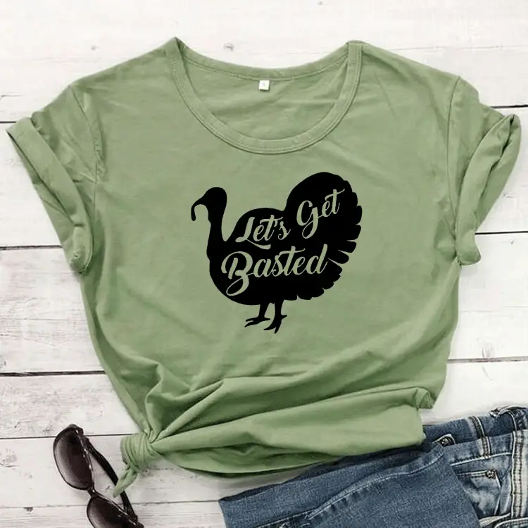 Turkey Themed T-Shirt Let's Get Basted Yellow